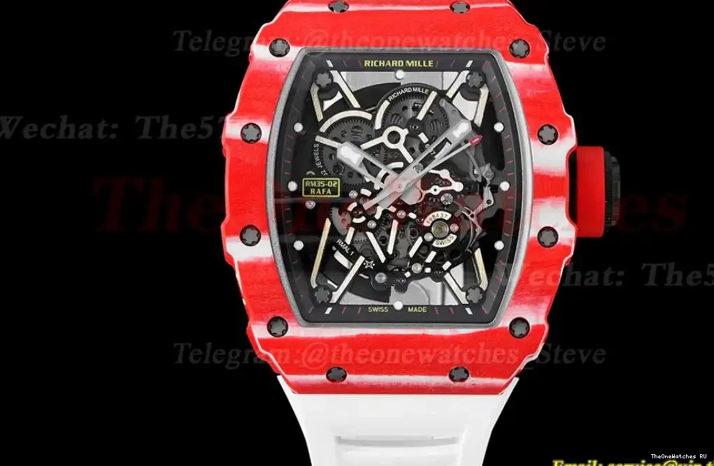 Dial on Carbon RM035-02 White Skeleton V5 RU Strap NH05A ZF 0329